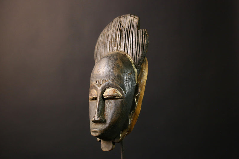 African Mask Handcrafted Baoulé Tribal Face - Vintage Wooden Wall Art, Unique Cultural Decor, Ethnic Sculpture for Home Collectors -5307