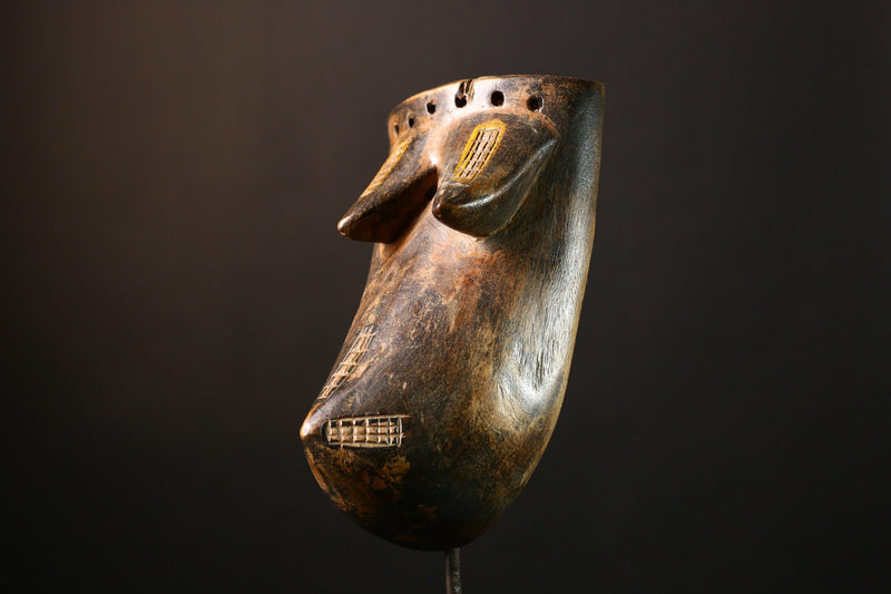 African Mask Handcrafted Makonde Art - Unique Wooden Sculpture, Authentic Tribal Decor for Home, Wall Art Collectors and Enthusiasts -G3692