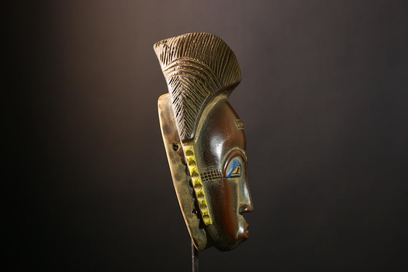 African Mask Handmade Baule Tribal Wooden Face Art - Unique Wall Decor, Cultural Sculpture Accent for Home Decor and Collectors -G3687