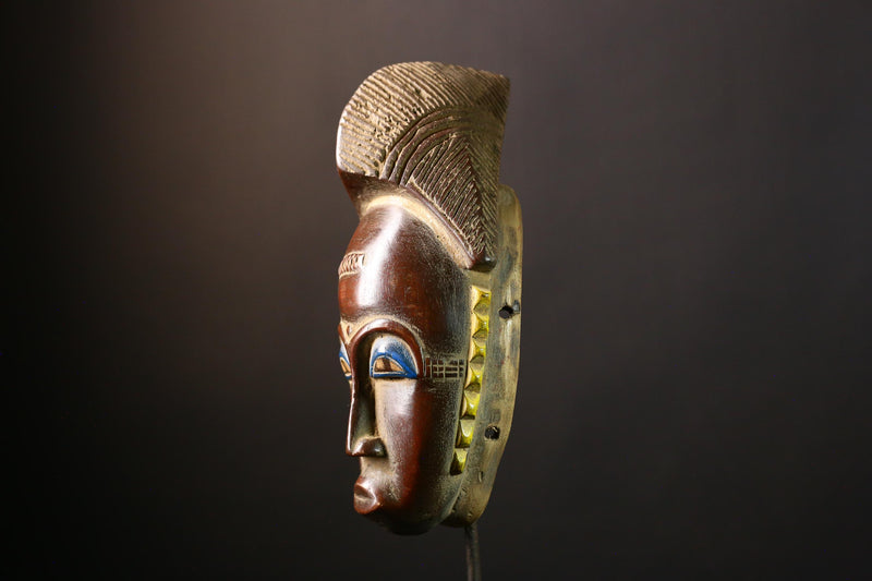 African Mask Handmade Baule Tribal Wooden Face Art - Unique Wall Decor, Cultural Sculpture Accent for Home Decor and Collectors -G3687