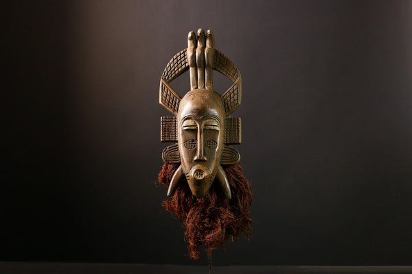 African Mask Senufo Kalao Bird Art - Handcrafted Tribal Wall Decor, Unique Cultural Home Accent, Ethnic Sculpture for Collectors -G3683