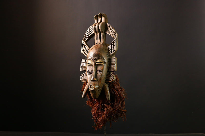 African Mask Senufo Kalao Bird Art - Handcrafted Tribal Wall Decor, Unique Cultural Home Accent, Ethnic Sculpture for Collectors -G3683