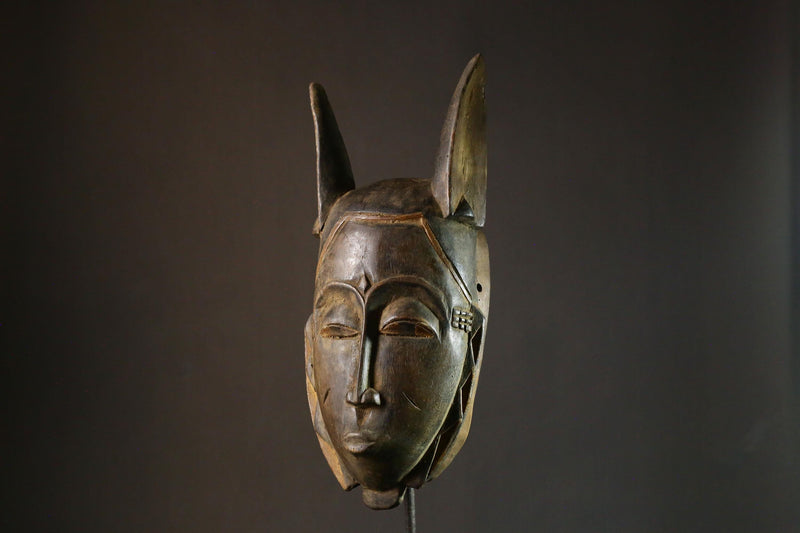 African Mask Antiques Authentic African Antique Mask Guro Tribe Vintage Wood Wall Hanging Art -6580