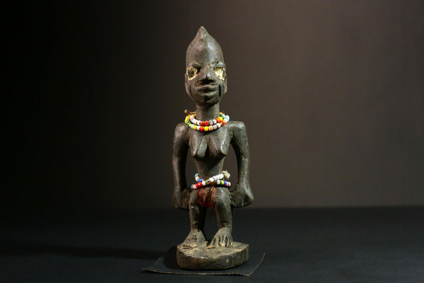 African Tribal Hand-Carved Tribal Female Figure - Yoruba Art Collectible, Unique Wooden Sculpture, Authentic Cultural Decor Piece-6536