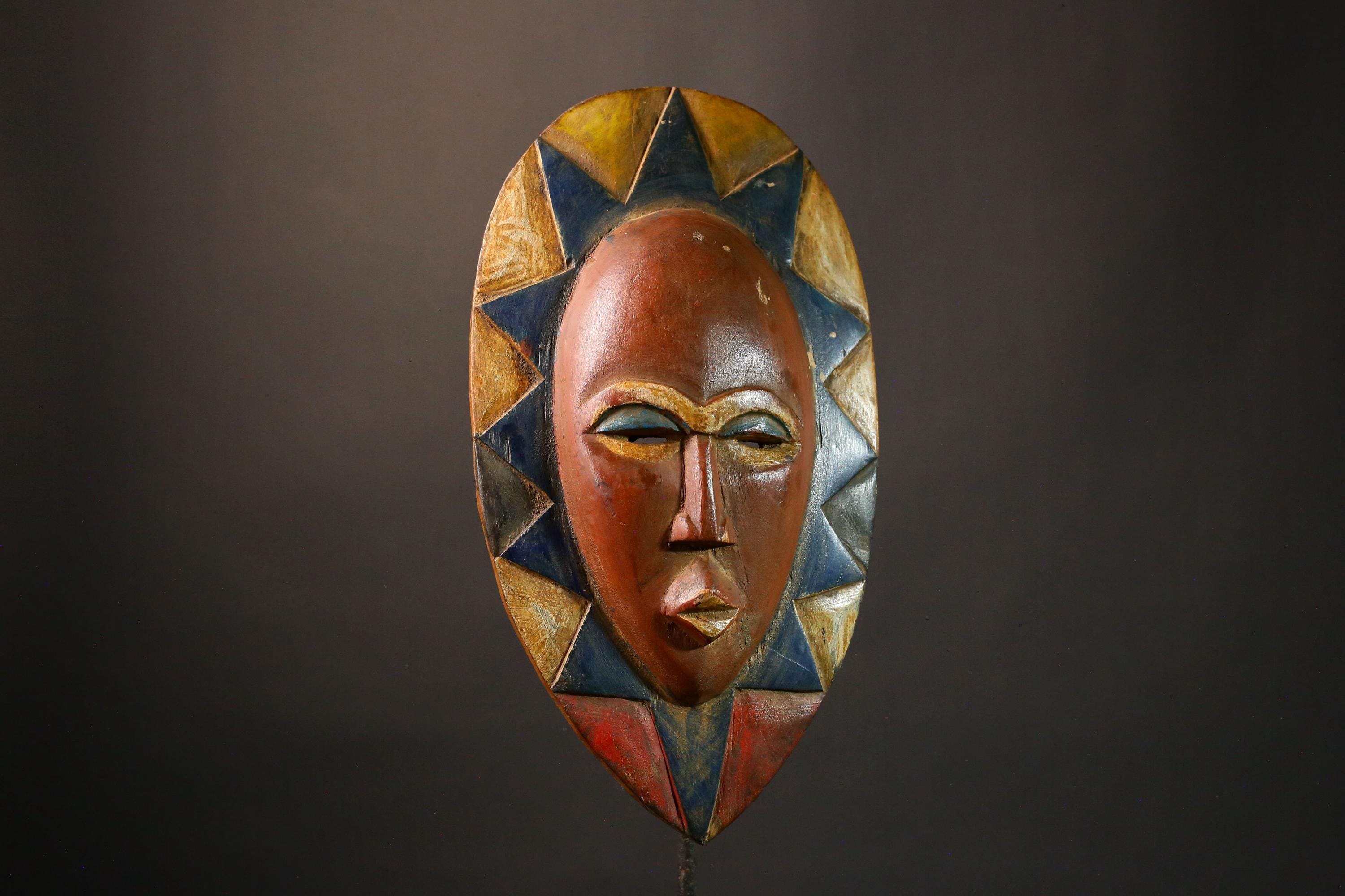 African Mask Hand-Carved Guro Mask - Beautiful Wooden Art, Authentic Tribal Wall Decor, Unique Collectible Sculpture Piece-G3457