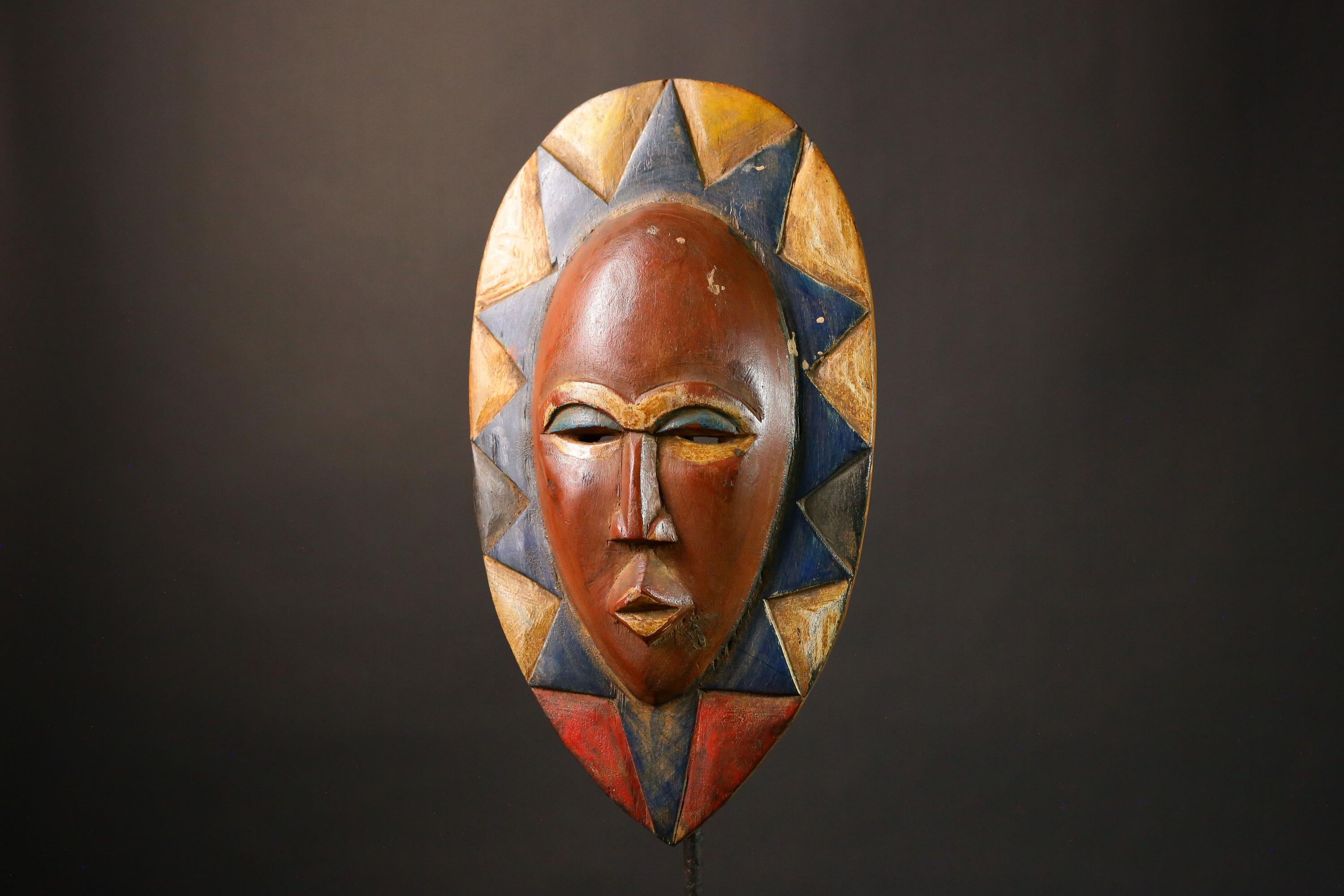 African Mask Hand-Carved Guro Mask - Beautiful Wooden Art, Authentic Tribal Wall Decor, Unique Collectible Sculpture Piece-G3457
