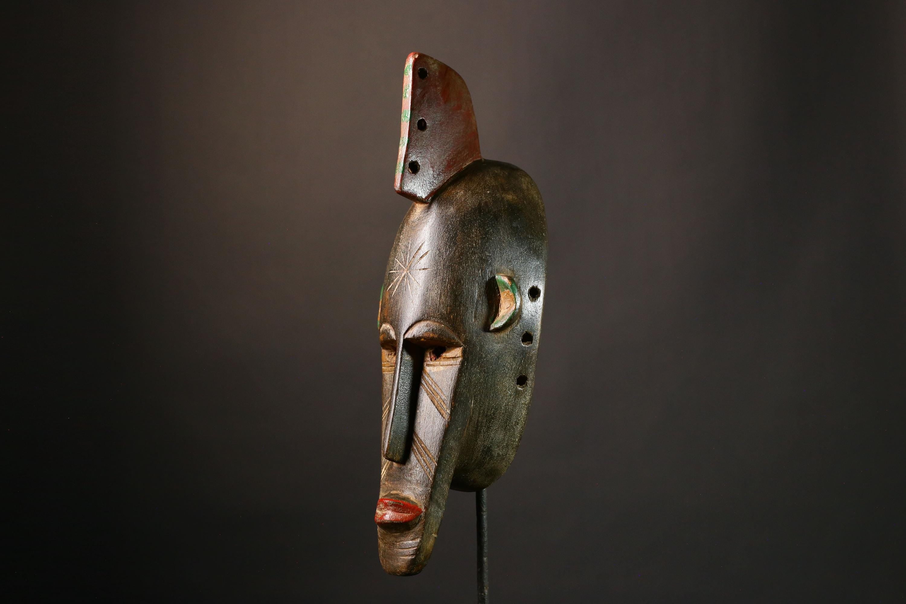 African mask Large Antique Bambara Masks - Hand Carved Wall Hanging, Unique Tribal Art, Authentic Home Decor Sculpture Piece-G3455