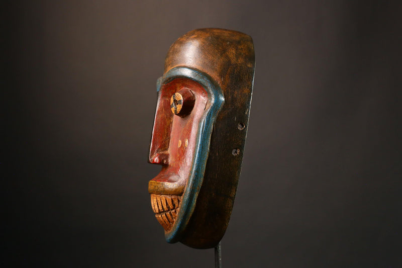 African mask  Danfolket Passport Mask - Authentic Wooden West African Primitive Art, Unique Tribal Home Decor Sculpture Piece-G3448