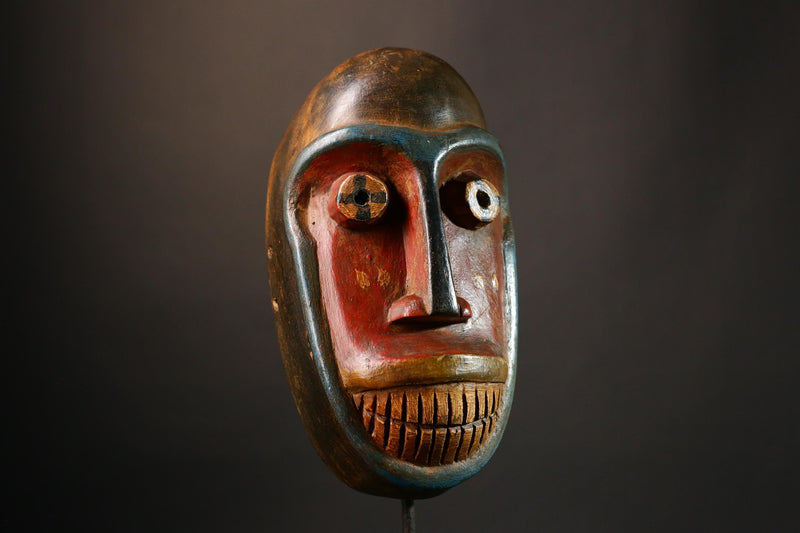 African mask  Danfolket Passport Mask - Authentic Wooden West African Primitive Art, Unique Tribal Home Decor Sculpture Piece-G3448