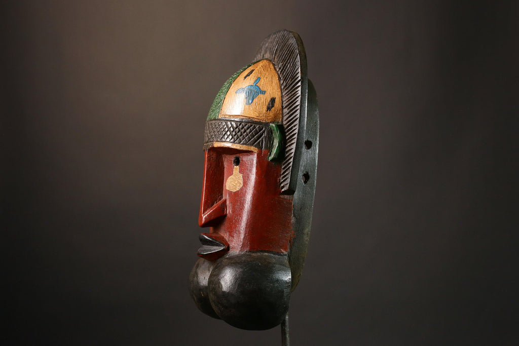 African Wearable Wooden Mask - Hand Carved Primitive Art, Unique Tribal Decor, Authentic Collectible Sculpture Piece for Home-G3447