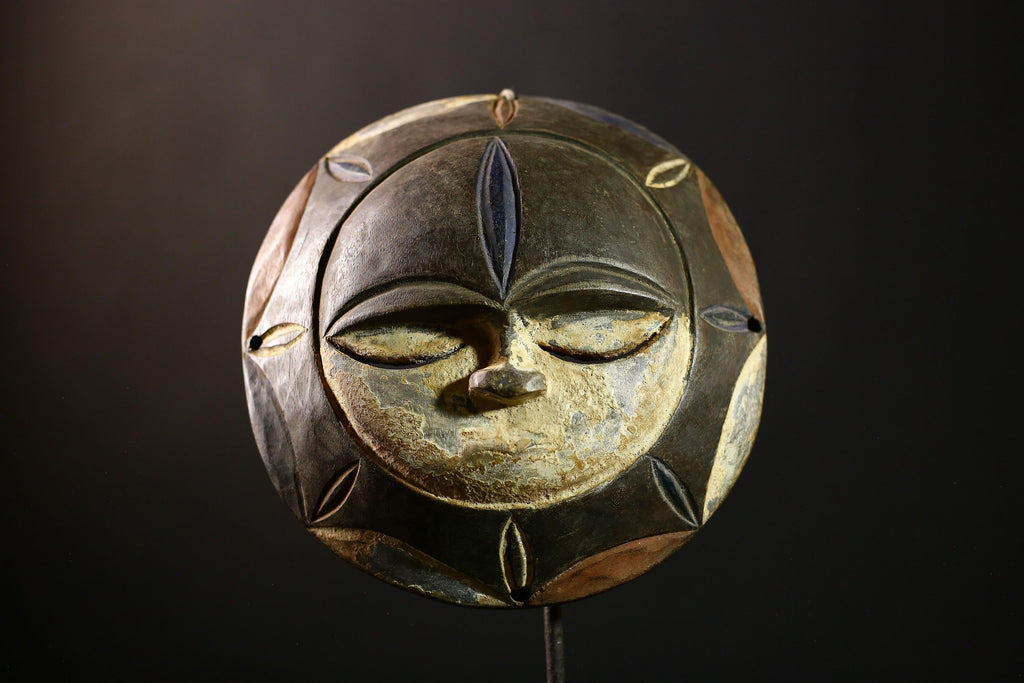 African Mask - Hand-Carved Lega Mask from DRC - Primitive Tribal Wall Hanging Décor for Unique Home Art and Collectibles Display-G3704