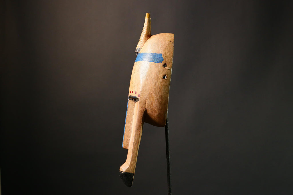 African mask Authentic Antelope Head Mask by Malinke Artisans Unique Tribal Decor from Mali Handcrafted Wood & Pigment - G3475