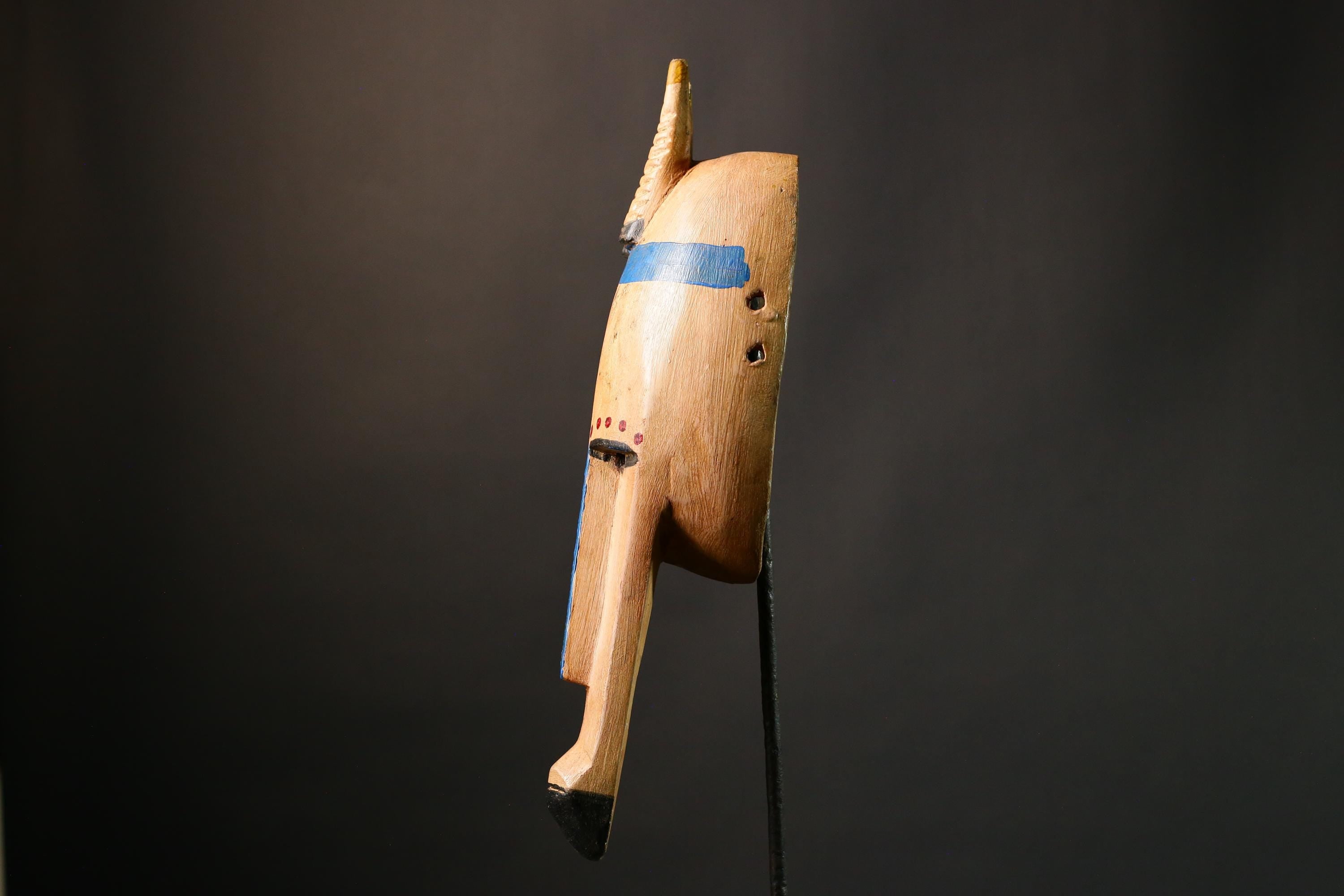 African mask Authentic Antelope Head Mask by Malinke Artisans Unique Tribal Decor from Mali Handcrafted Wood & Pigment - G3475