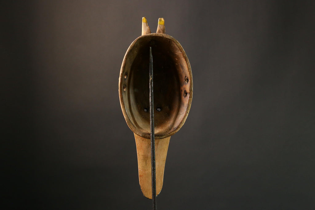 African mask Authentic Antelope Head Mask by Malinke Artisans Unique Tribal Decor from Mali Handcrafted Wood & Pigment - G3475