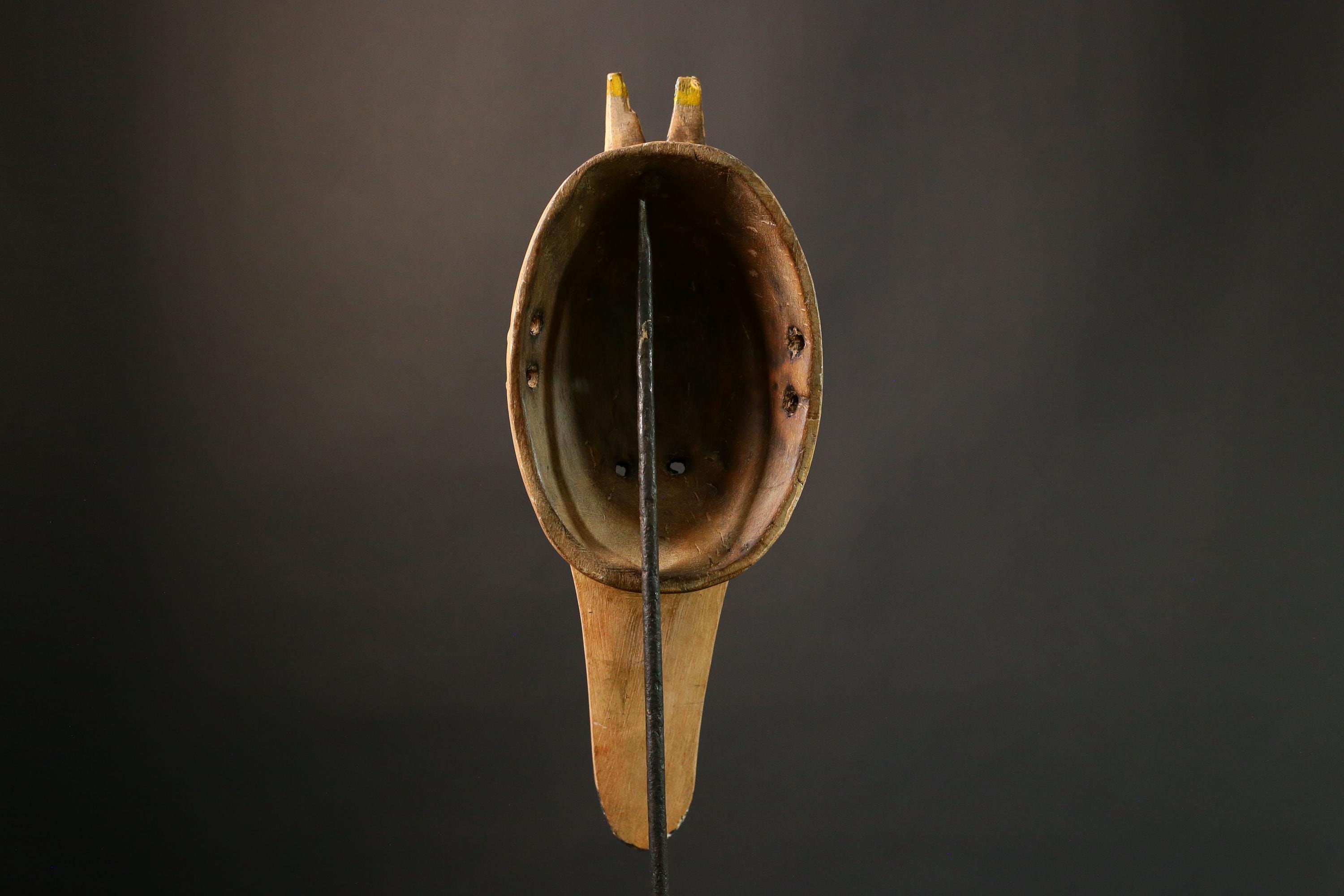 African mask Authentic Antelope Head Mask by Malinke Artisans Unique Tribal Decor from Mali Handcrafted Wood & Pigment - G3475