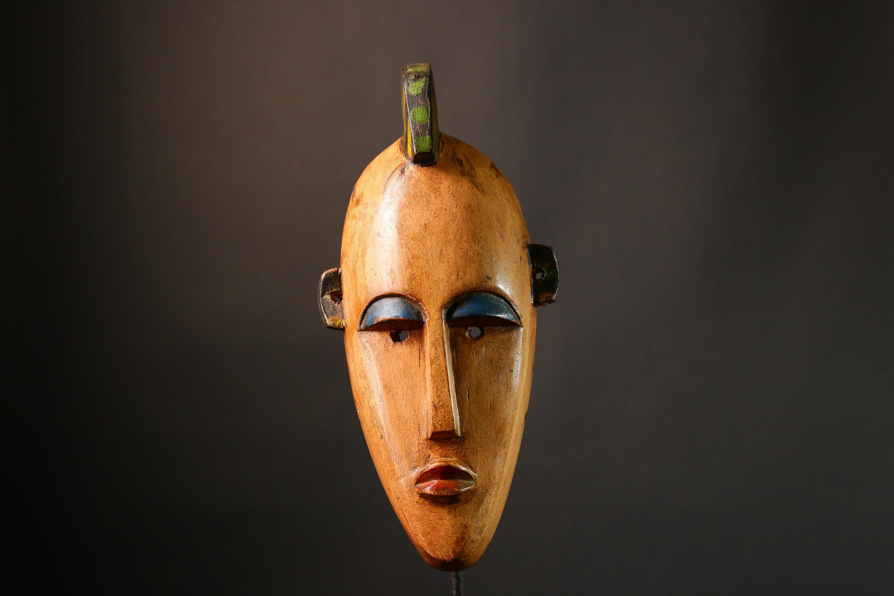 African mask Large Hand-Carved  Wooden Mask Authentic Bambara Tribal Wall Decor from Mali Unique Art Piece - G3471