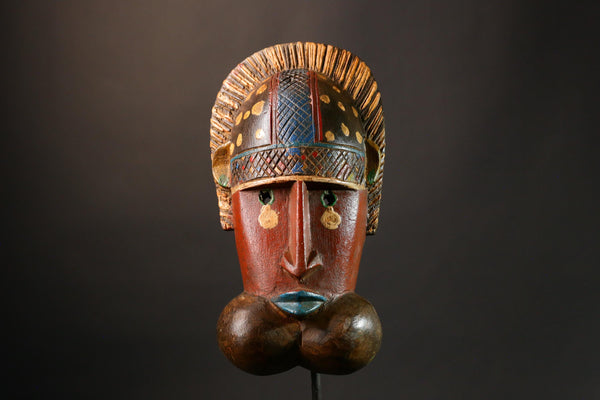 African mask Authentic African Antique Dan Maou Mask Solid Wood Tribal Art Unique Collectible Home Decor - G3463