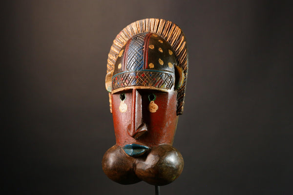 African mask Authentic African Antique Dan Maou Mask Solid Wood Tribal Art Unique Collectible Home Decor - G3463