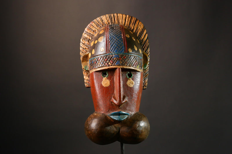 African mask Authentic African Antique Dan Maou Mask Solid Wood Tribal Art Unique Collectible Home Decor - G3463