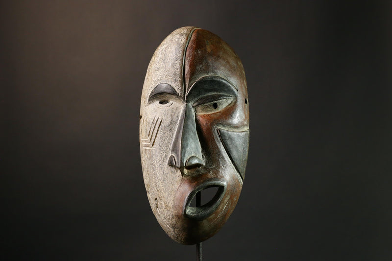 African Mask Authentic Igbo Ceremonial Face Mask Tribal Art Nigerian Wood Handcrafted Collectible Decor - G1899