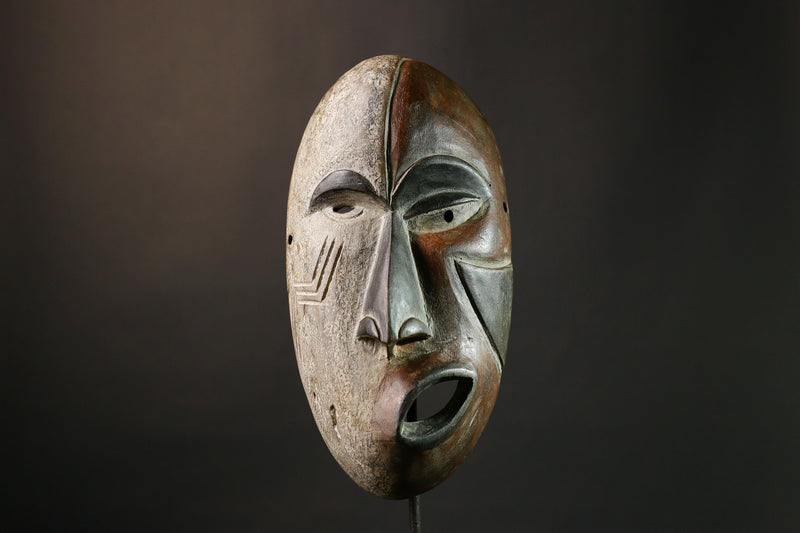 African Mask Authentic Igbo Ceremonial Face Mask Tribal Art Nigerian Wood Handcrafted Collectible Decor - G1899