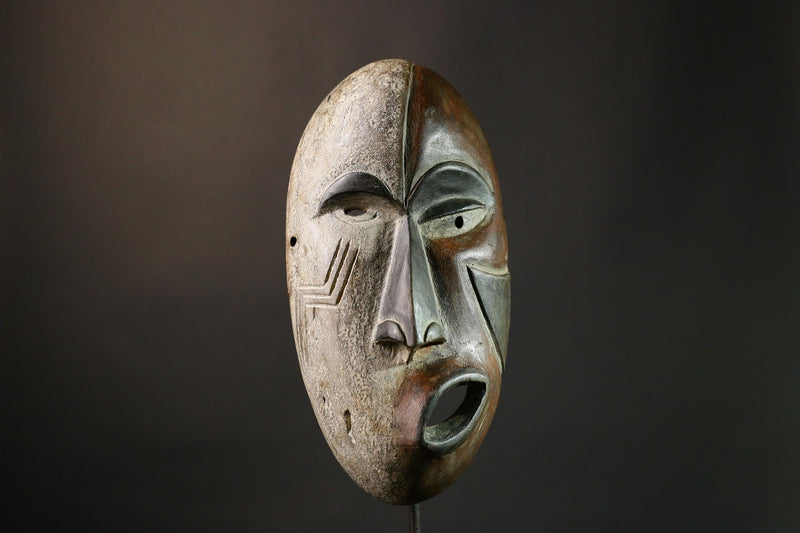 African Mask Authentic Igbo Ceremonial Face Mask Tribal Art Nigerian Wood Handcrafted Collectible Decor - G1899