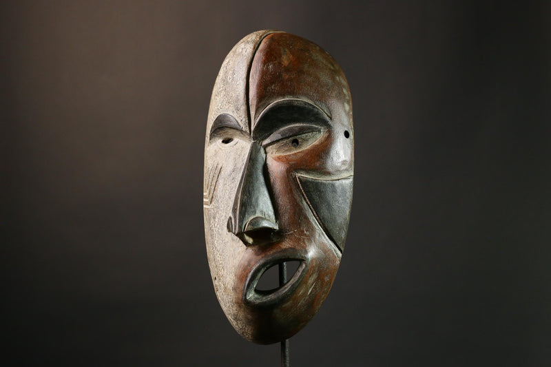 African Mask Authentic Igbo Ceremonial Face Mask Tribal Art Nigerian Wood Handcrafted Collectible Decor - G1899