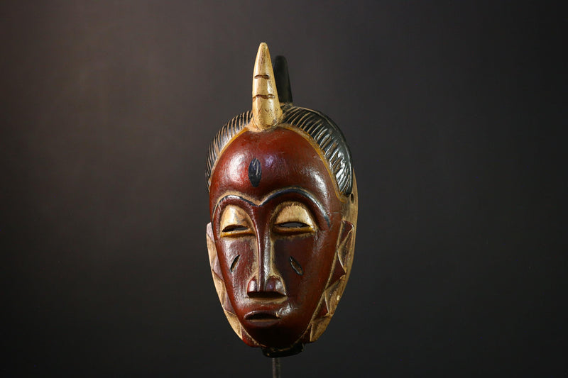 African Mask - Guro Baule Hand-Carved Wooden Wall Art - Unique Decorative Mask for Home Display and Ethnic Art Collectibles G3711