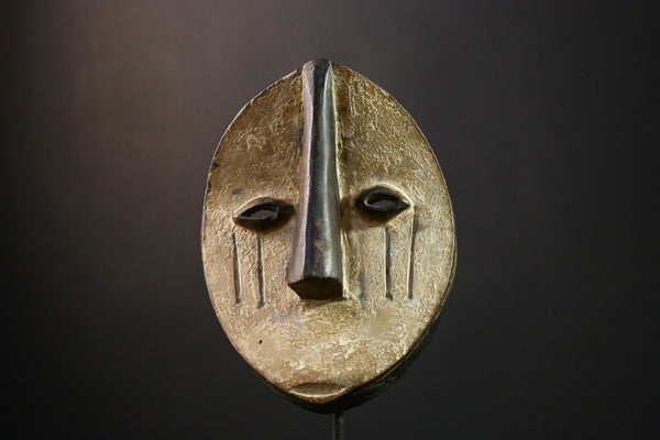 African Mask - Mfondo Wooden Face Mask from Lwala, Democratic Republic of Congo, Handcrafted Tribal Art, Unique Wall Decor Sculpture - G3717