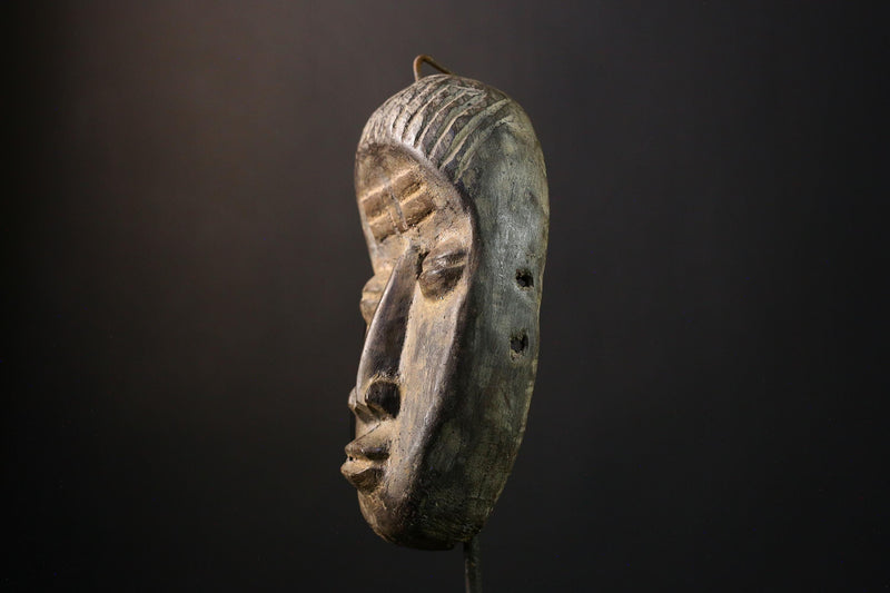 African Mask - Hand-Carved Tribal Dan Crane Art - Unique Wooden Collectible for Home Décor and Ethnic Wall Display Sculpture-G3720