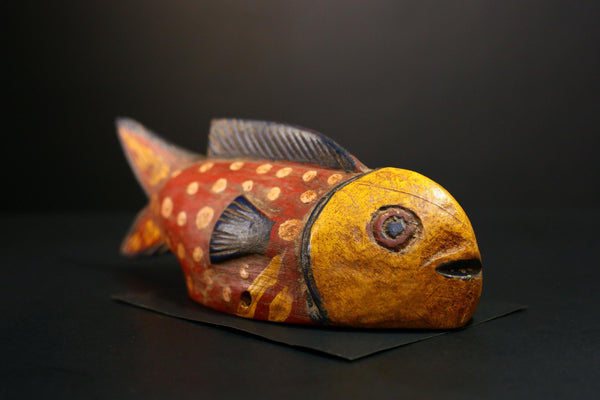 African Mask - Unique Bozo Fish Tribal Art Wooden Sculpture - Authentic Collectible for Home Décor and Ethnic Art Display-G3723