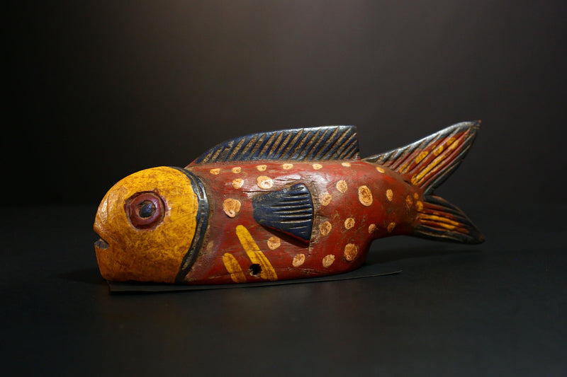 African Mask - Unique Bozo Fish Tribal Art Wooden Sculpture - Authentic Collectible for Home Décor and Ethnic Art Display-G3723