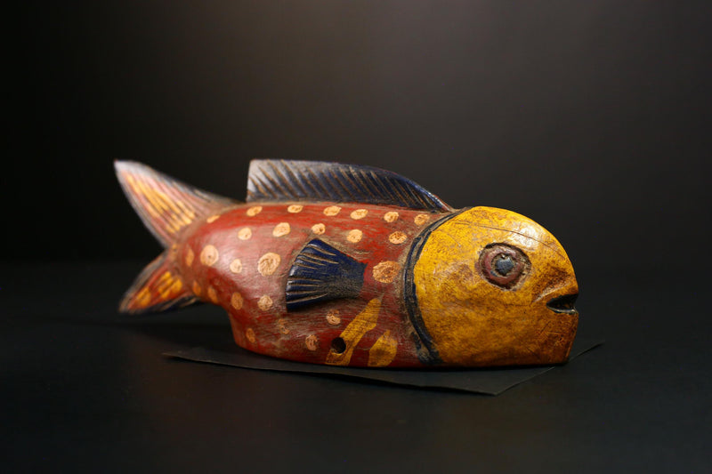 African Mask - Unique Bozo Fish Tribal Art Wooden Sculpture - Authentic Collectible for Home Décor and Ethnic Art Display-G3723