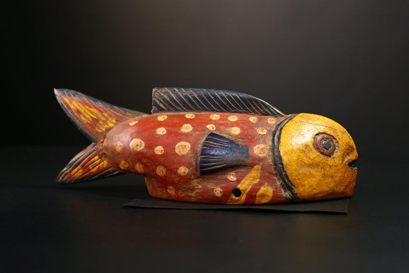 African Mask - Unique Bozo Fish Tribal Art Wooden Sculpture - Authentic Collectible for Home Décor and Ethnic Art Display-G3723