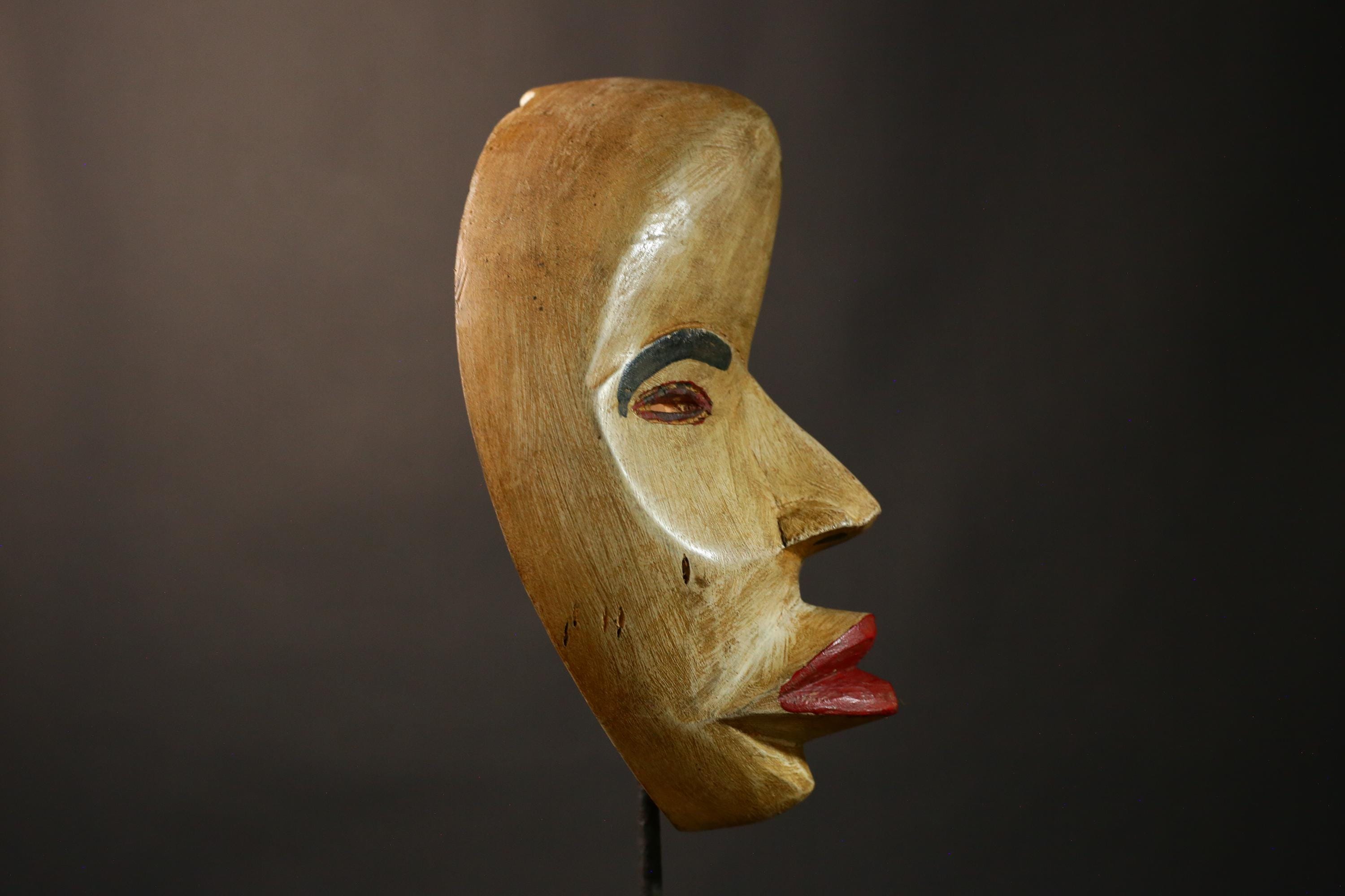 African Mask Handcrafted Solid Wood African Dan Maou Mask Vintage Tribal Art Home Decor G3488