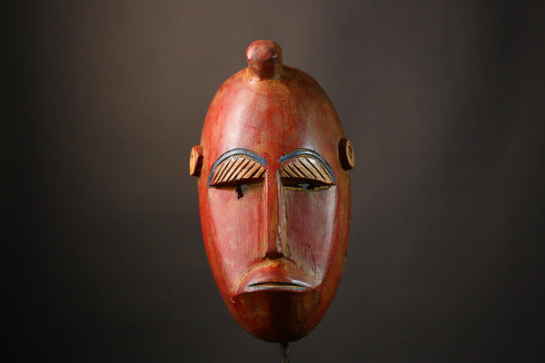 African Masks Vintage Lega Mask Traditional Bwami Tribal Art Hand-Carved Wood Decor Authentic Congo Artifact Ethnic Wall Accent-G3476