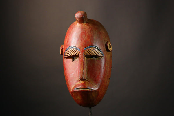 African Masks Vintage Lega Mask Traditional Bwami Tribal Art Hand-Carved Wood Decor Authentic Congo Artifact Ethnic Wall Accent-G3476