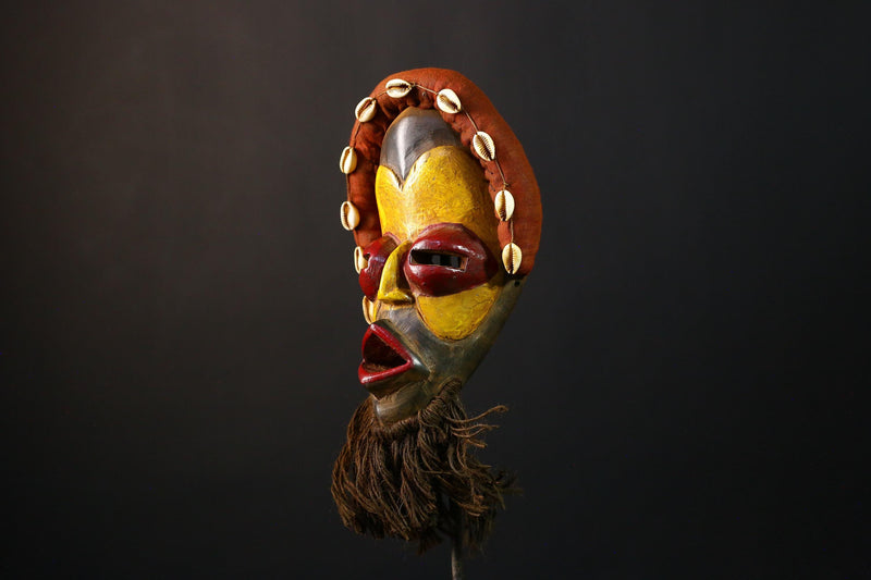 African Sculpture - Dan Mano Wooden Mask - Unique Handcrafted Wall Art for Ethnic Home Decor and Spiritual Collectible Display G3733