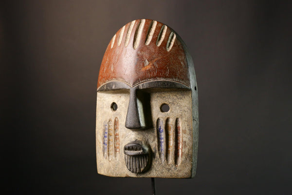 African Masks Antique Lega Mask Tribal Face Geometric Art Vintage Wooden Wall Decor Authentic Congo Artifact Ethnic Collectible -G1889