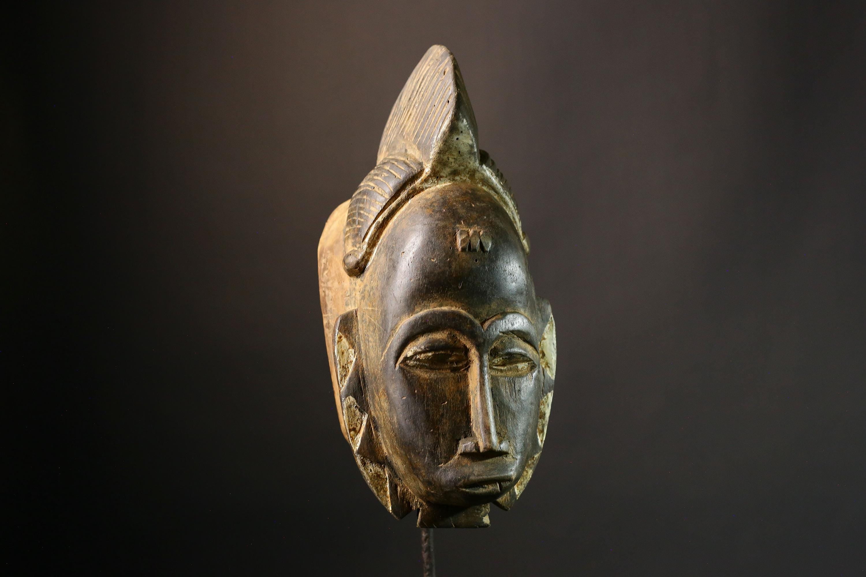 African mask Vintage Baule Mask Antique Tribal Wall Decor Handcrafted Home Accent Ethnic Art Collectible Authentic Cultural Piece-G1884