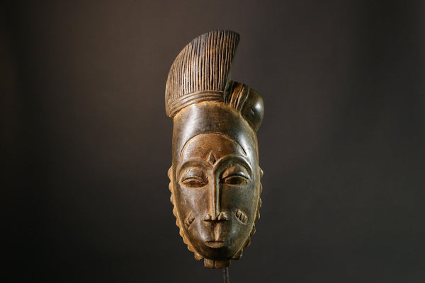 African Authentic Guro Mask - Hand-Carved Unique Wall Hanging Art Collectible for Home Décor-4915