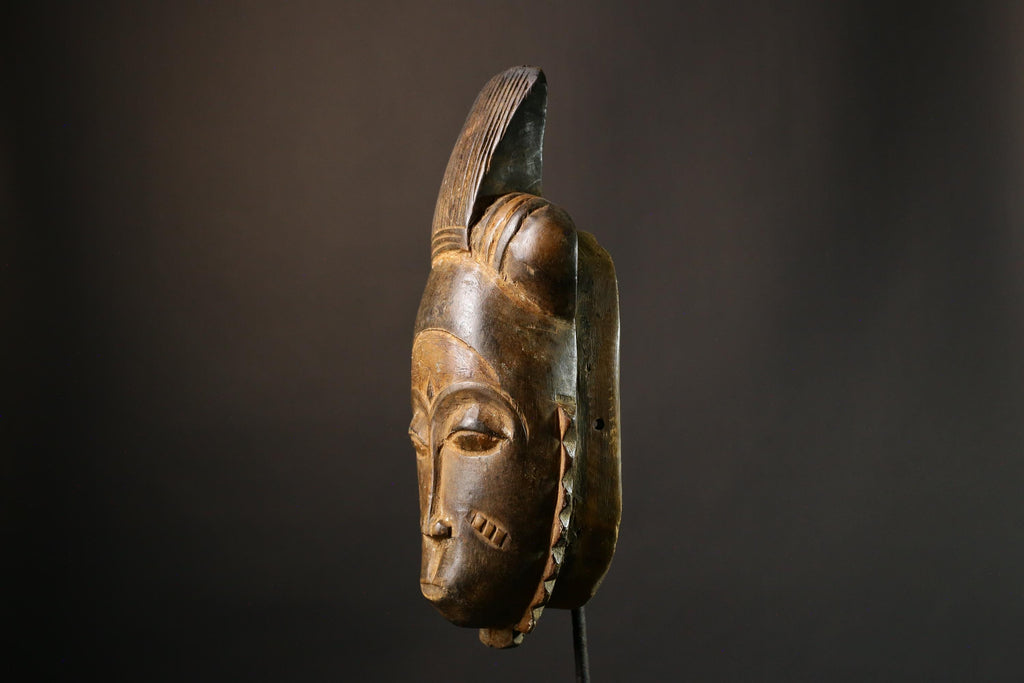 African Authentic Guro Mask - Hand-Carved Unique Wall Hanging Art Collectible for Home Décor-4915