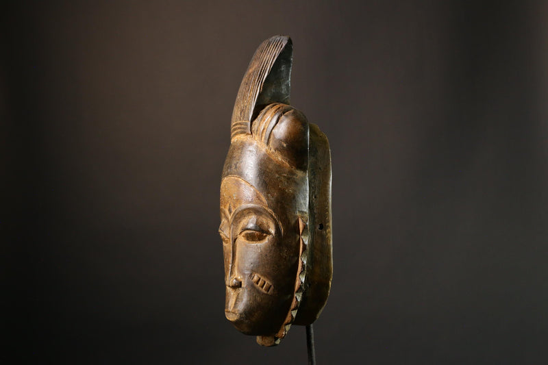 African Authentic Guro Mask - Hand-Carved Unique Wall Hanging Art Collectible for Home Décor-4915