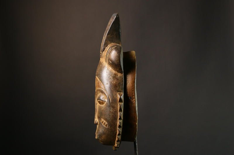 African Authentic Guro Mask - Hand-Carved Unique Wall Hanging Art Collectible for Home Décor-4915