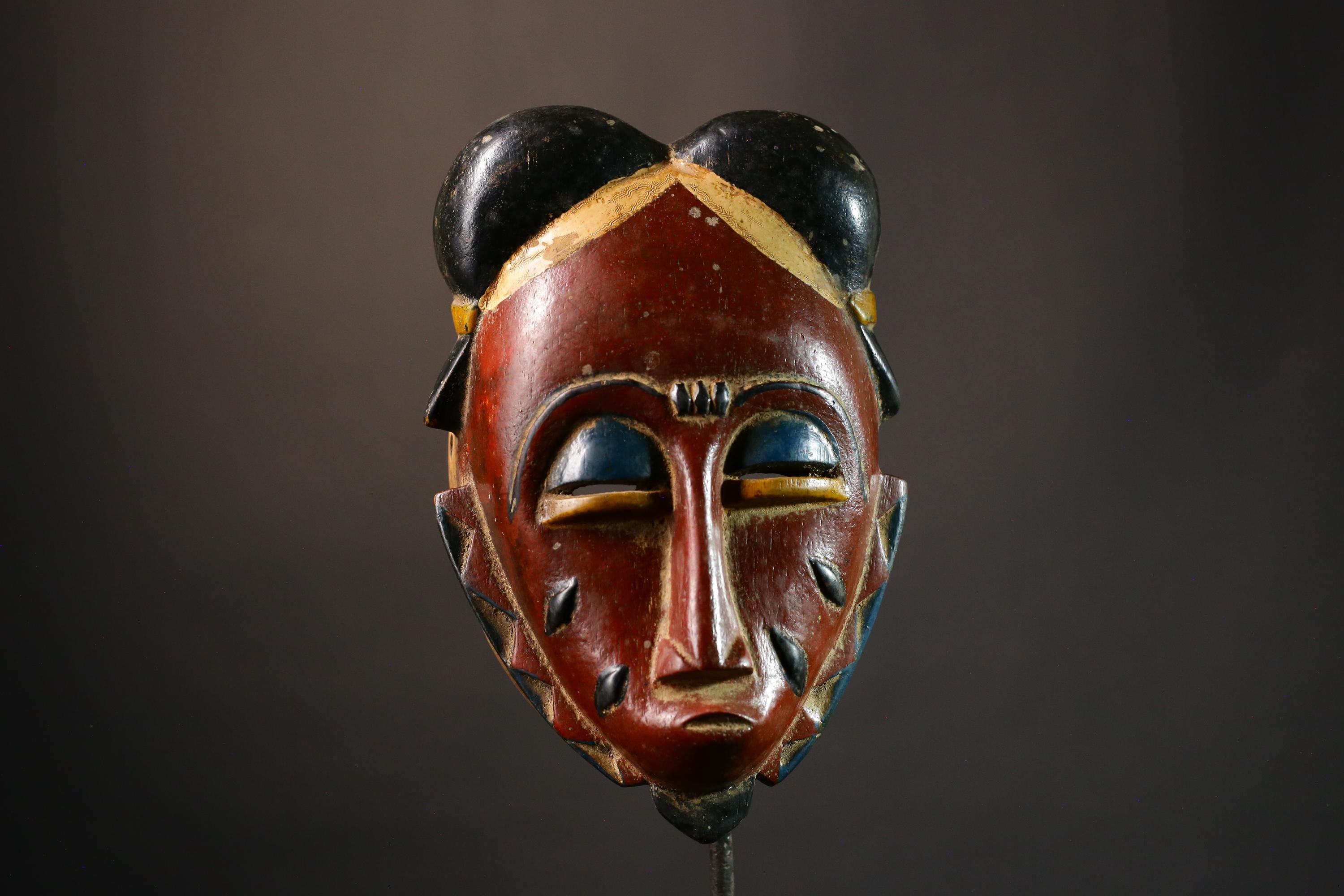 African Masks Antique Baule Masks Wall Hanging Unique Primitive Art Collectibles Home Decor Tribal Decor Vintage Artisan Craft-9430