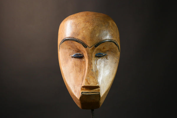 African Authentic Tribal Muminia Mask Traditional Lega Face Decor Unique Handmade Wall Sculpture for Home Décor Ethnic Artisan Gift - G3495