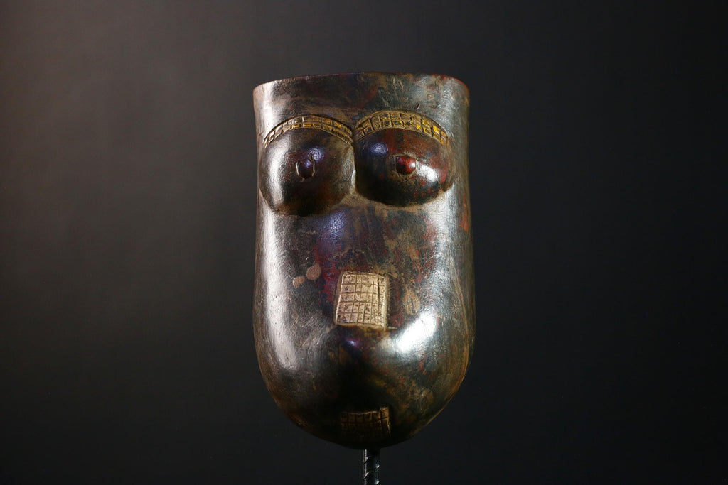 African Mask - Authentic Makonde Belly Mask, Hand-Carved Wooden Wall Art, Unique Tribal Decor, Cultural Home Accent for Collectors-G3753