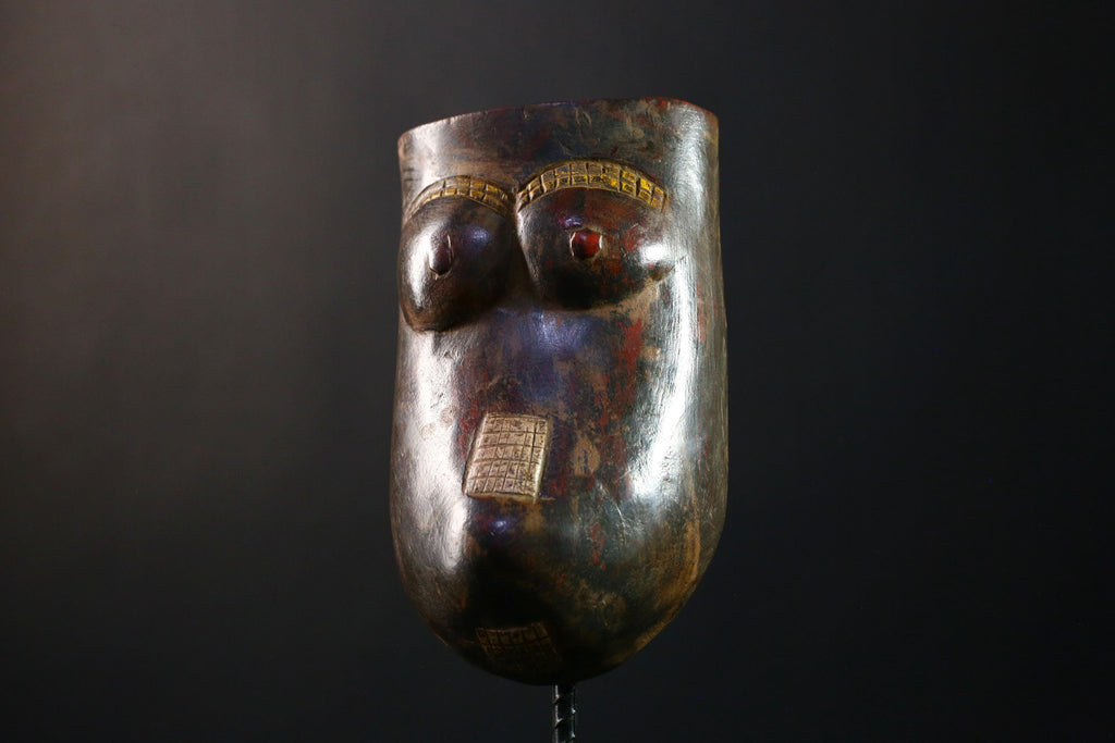 African Mask - Authentic Makonde Belly Mask, Hand-Carved Wooden Wall Art, Unique Tribal Decor, Cultural Home Accent for Collectors-G3753