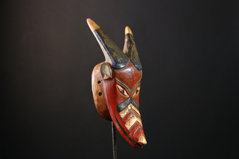 African Mask - Bobo Fing Antelope Hand-Carved Mask, Unique Tribal Wood Art, Cultural Wall Decor, Collectible Ethnic Sculpture Piece- G3748