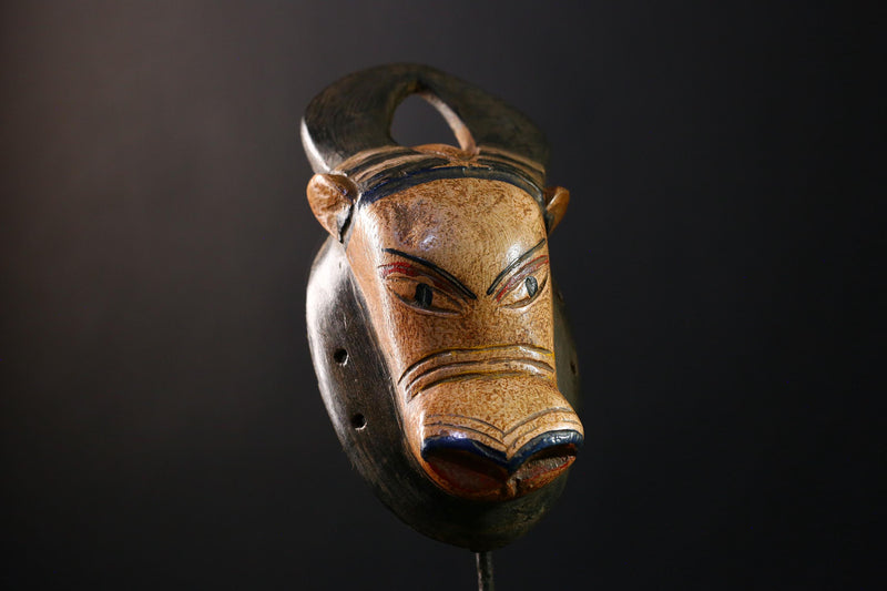 African Mask - Bobo Fing Antelope Hand-Carved Mask, Unique Tribal Wood Art, Cultural Wall Decor, Collectible Ethnic Sculpture Piece- G3747